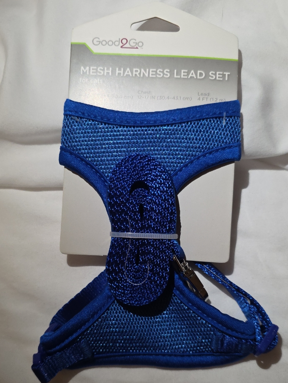 Good2Go Royal Blue Mesh Harness & Leash Set For Cats Neck 8-12 Inch Chest 12-17